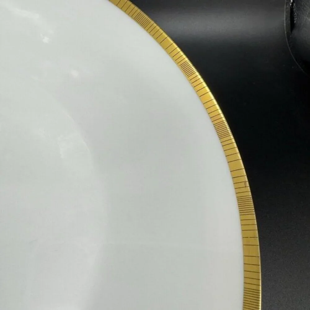 VTG Rosenthal Germany 3680 White Gold Band Black Lines Dish Plate 9.75Inch Set 4